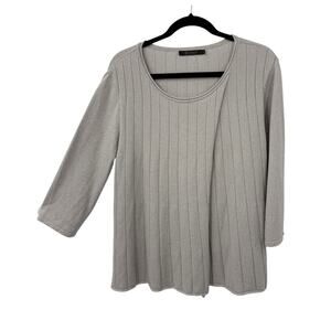 BIANA Metallic Wool Ribbed Top Womens size XL Layered Champagne Beige Shimmer